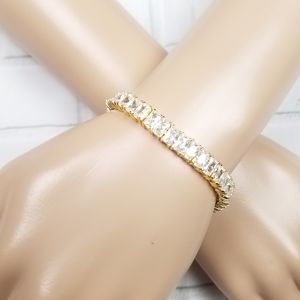 GOLD Emerald cut tennis bracelet 7.25" layering